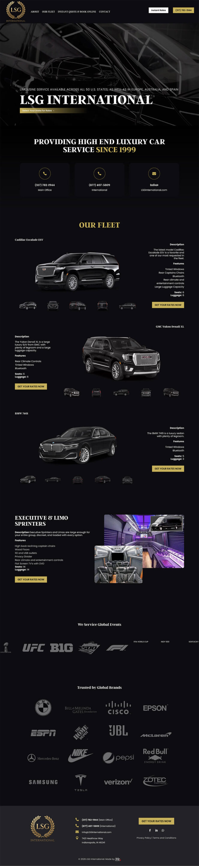 LSG Limo website designed and developed by Ghost Runner Creative Services for Mr. Marketing